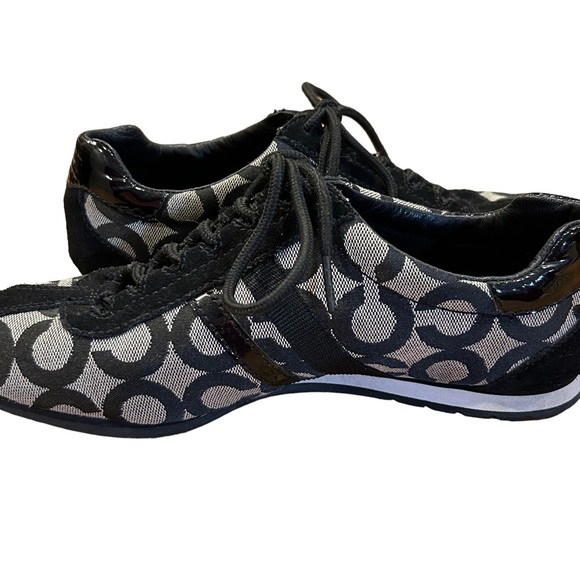 Coach Kathleen Gray Black Logo Sneakers 7.5 - Picture 4 of 9